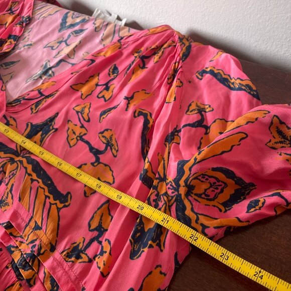 ba&sh Calix Pink and Black Floral Boho Mini Dress SZ 6 Cottagecore - Picture 8 of 15